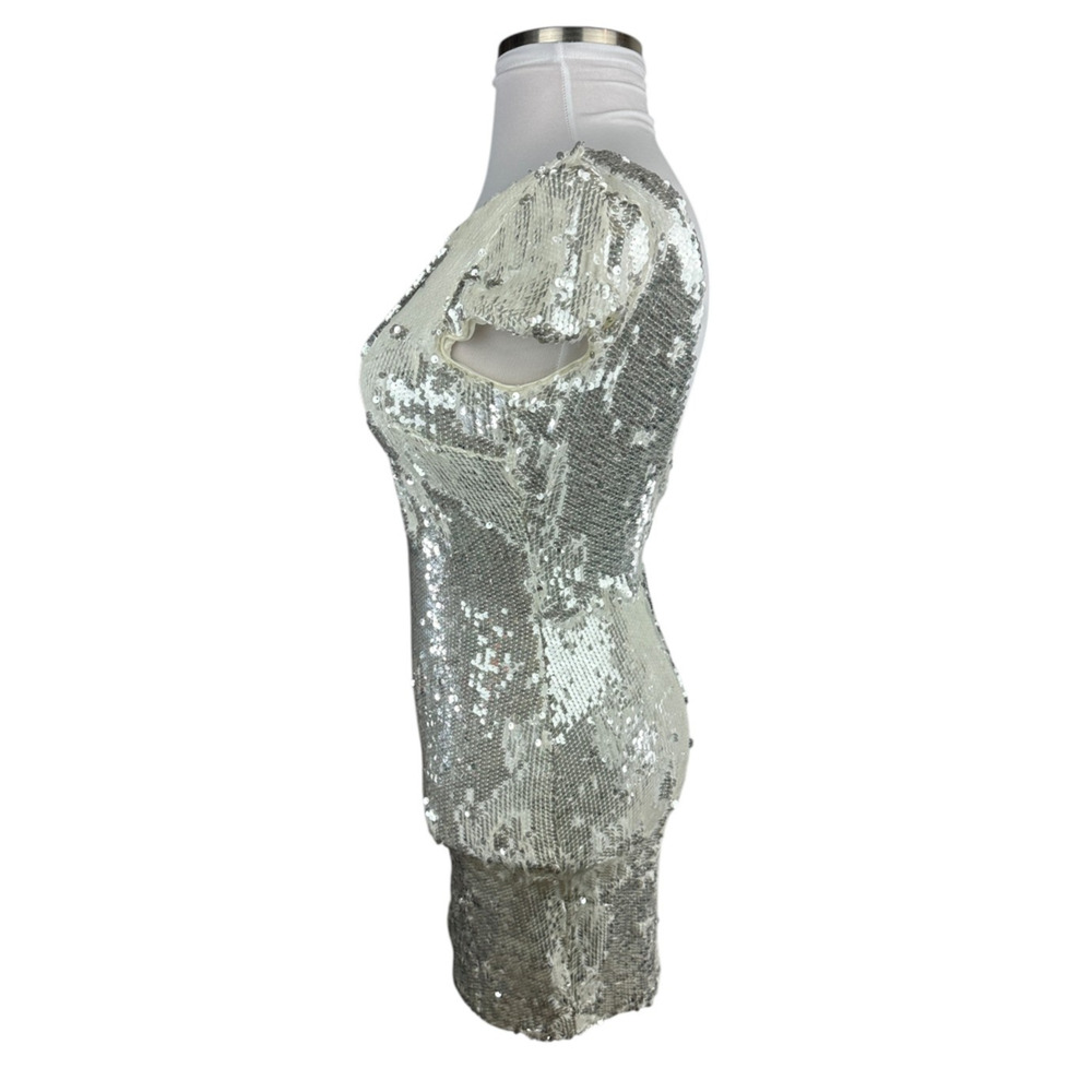 Dress the Population Sequin Tabitha Body Con Sheath Mini Dress Ivory Size Medium - Picture 9 of 13